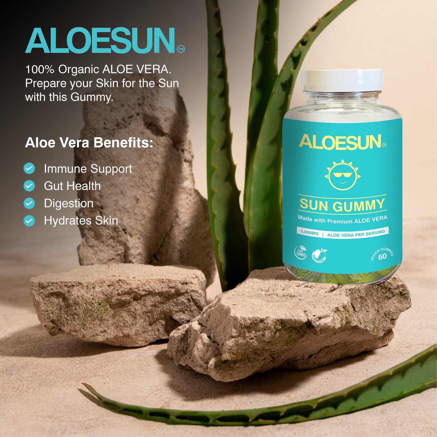 ALOESUN Aloe Vera SUN GUMMY (2-Month Supply)