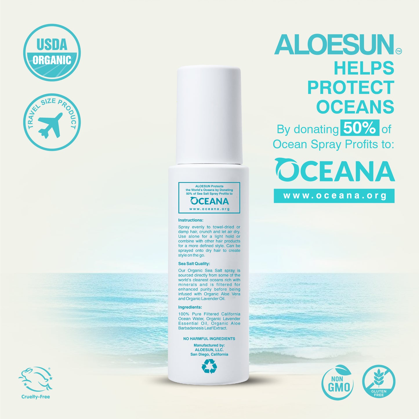 ALOESUN  Organic Sea Salt Hair Spray